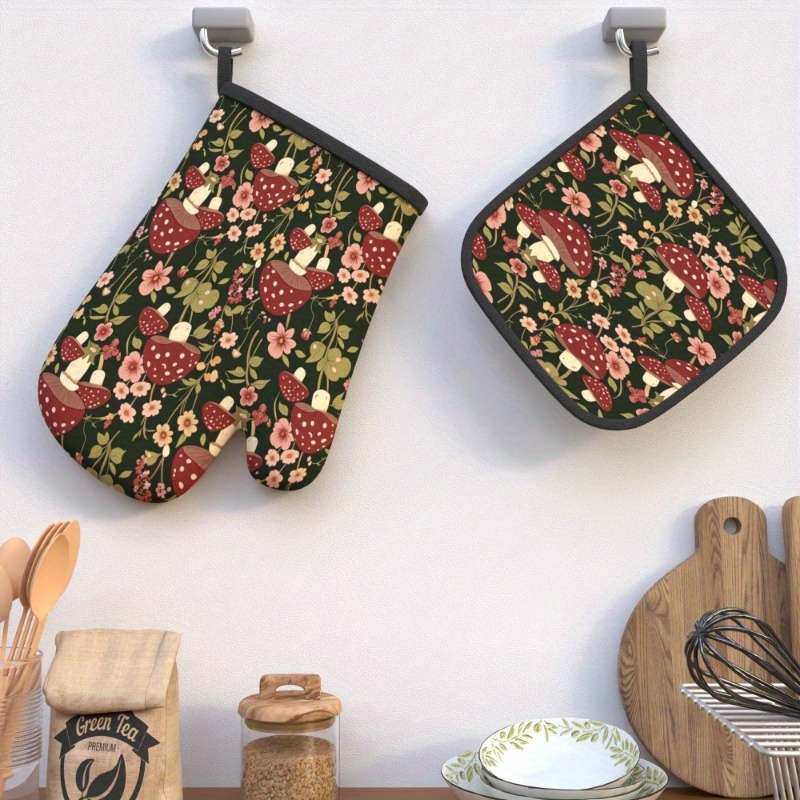 2pcs 26.92x17.02 cm Heat Resistant Oven Mitts And Potholders