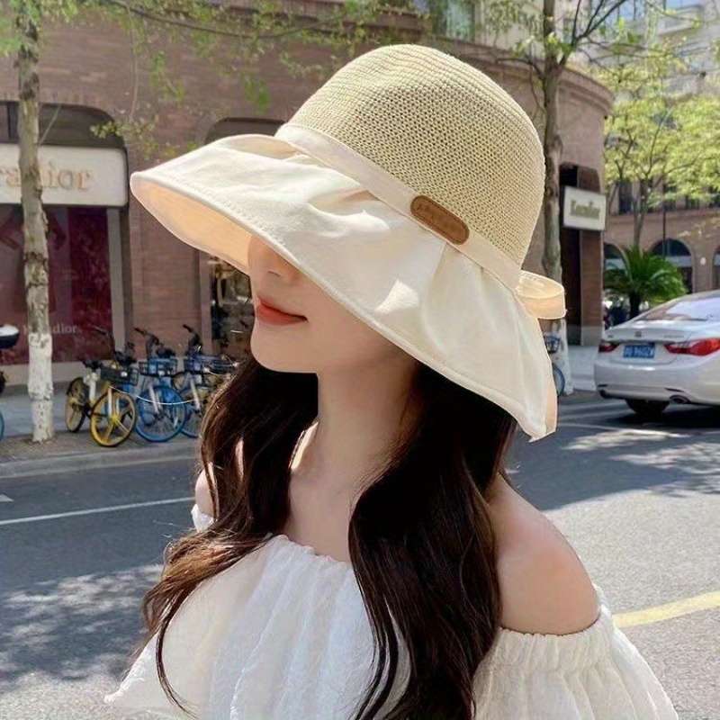 1pc Women'S Elegant Summer Bucket Hat with Bowknot Wide Brim Sun Hat for Beach Outdoor Travel