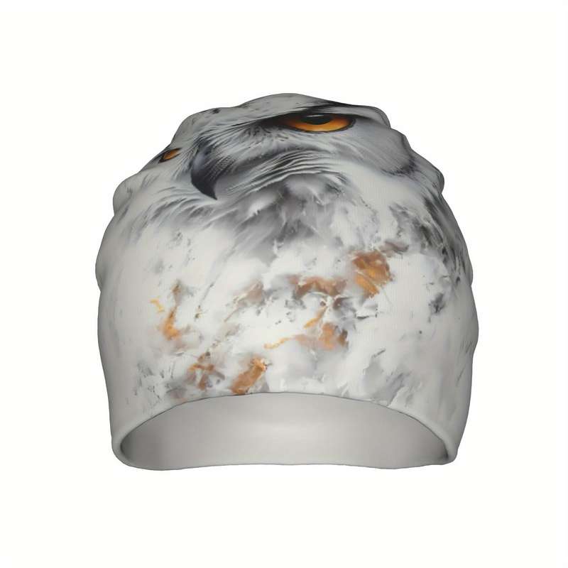 1pc BIIHUDU Men's Snowy Owl Beanie Cap Funky Knit Hat with Realistic Owl Design Soft Polyester