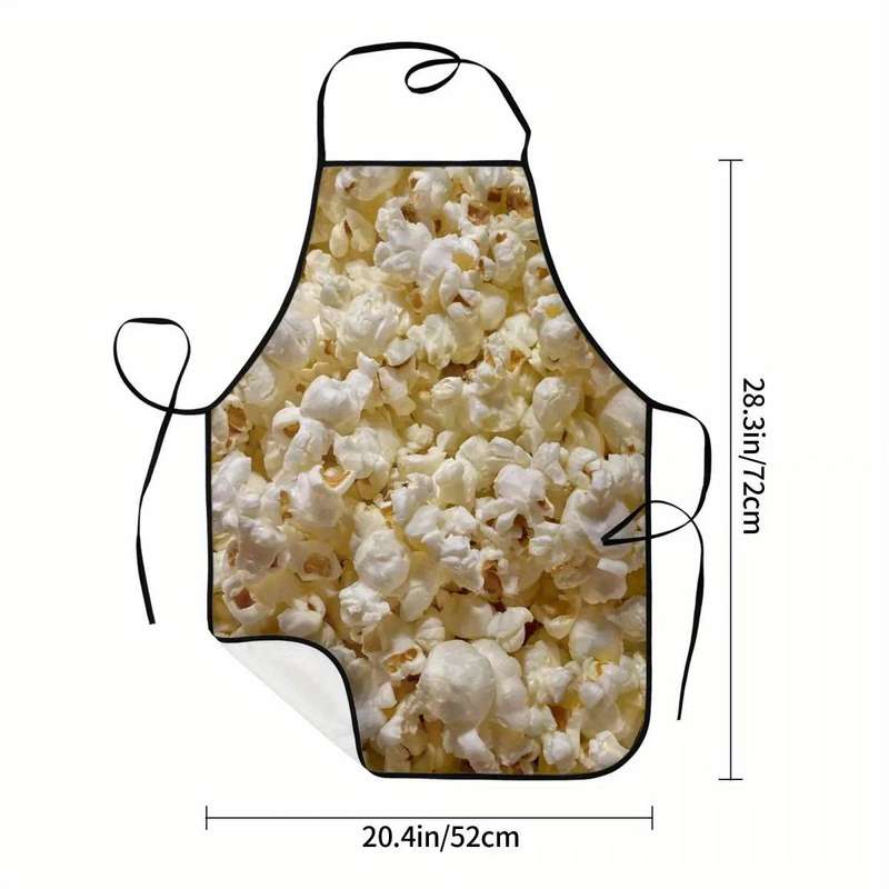 1pc Unisex Popcorn-Themed Apron "I'm a Popcorn Snack" Design Adjustable Strap Polyester Id