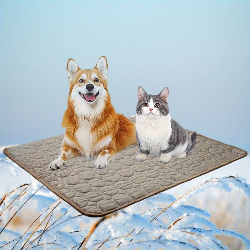 1PC Pet Mat Ice Sliky Fiber Fabric Cooling Mat Coffee Color Size XL   100x72cm