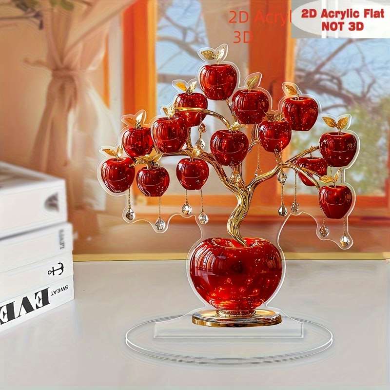 1pc 2D Flat  Cute  Acrylic Apple Tree Desktop Decoration Amazing Collectible Perfect for R