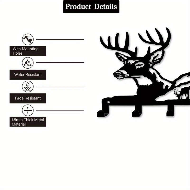 Room Decor 1pc Rustic Iron Deer Silhouette Wall Hanging Key Holder with HooksDurable Metal Key Or