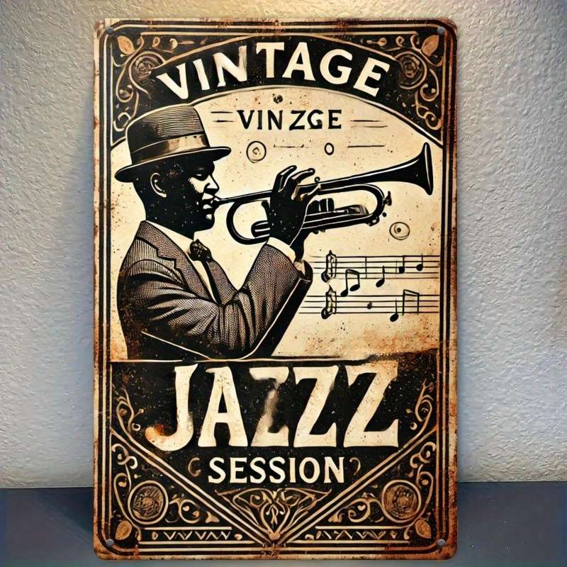 1pc A Vintage Jazz Art Metal Sign Measuring 20.32X30.48 cm a Classic Music-Themed Decoration Perf