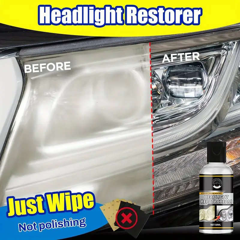 1pc Headlight Restoration Kit Quick Fix for Oxidation Yellowing Scratches Easy-to-Use Polishing Comp
