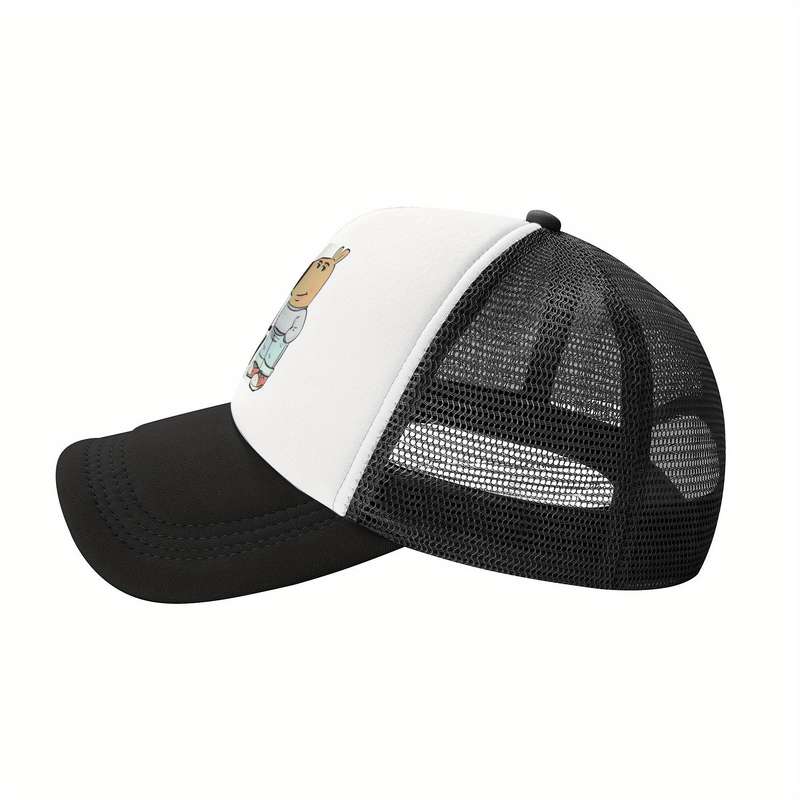 1pc Chill Guy Cartoon Print Baseball Cap 100% Polyester Adjustable Snapback Trucker Hat Lightwei