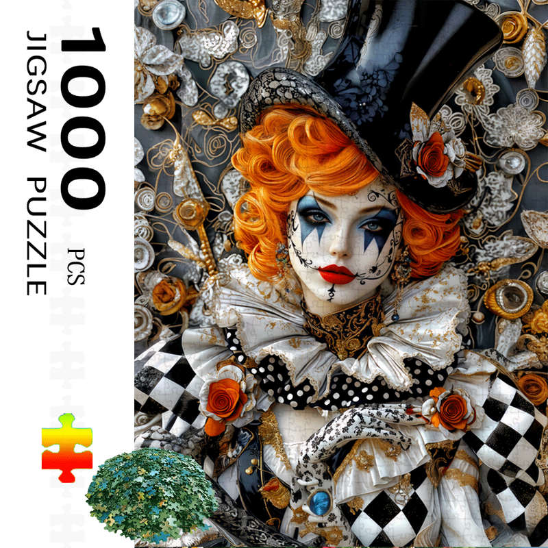 1000pcs Large Jigsaw Puzzle Vintage Clown-Themed Paper-Based Puzzle Toy for Adults