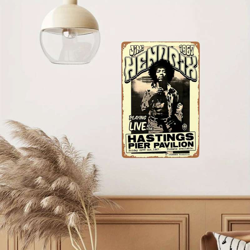 1pc Vintage Jimi-Inspired Metal Tin Sign Nostalgic Wall Decor for Home Kitchen Garden Bedroom