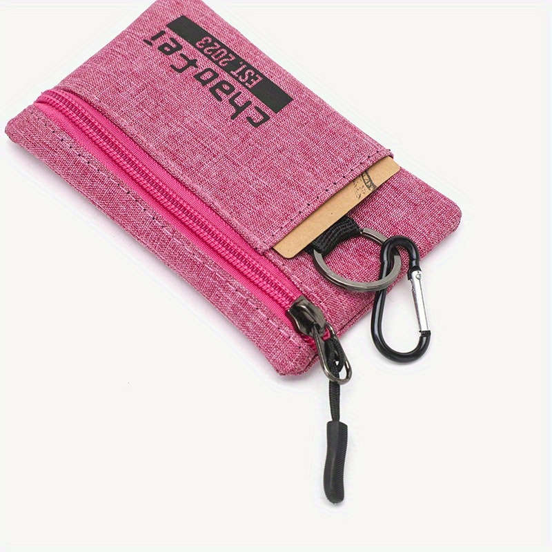 1pc Durable Oxford Fabric Mini Wallet with Zipper Closure Portable Includes Key Card Slots "