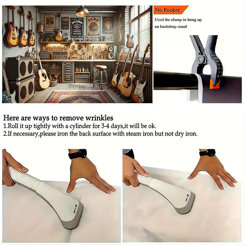 1pc  Cozy Vintage Music Garage Workspace Polyester Banner 243.84x182.88cm Ideal for Studio H