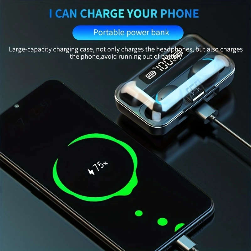 1pc In-Ear TWS F9 Wireless Earbuds with Noise-Canceling HiFi Stereo Sound LED Digital Display Touc