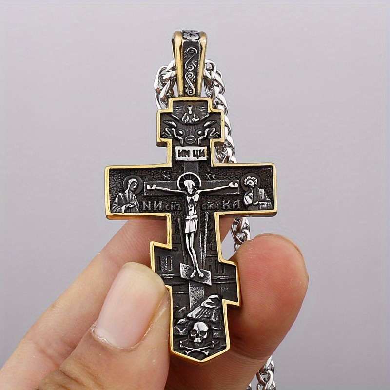 1 Piece Cross Charm Add Pearl Chain Jesus Theme Pendant