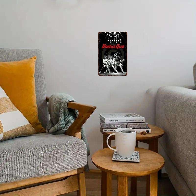 1pc Vintage Status Quo Signboard 20.32 cmX 30.48cm Perfect for Men'S Caves Bars Cafes Garage