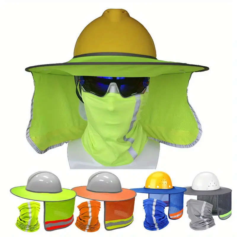 Reflective Safety Helmet Sunshade And Neck Gaiter Set