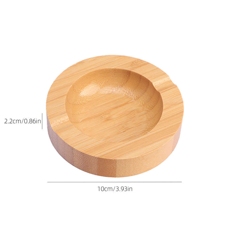 1pc Solid Bamboo Ashtray with Grooves Round Rectangular and Irregular Shaped Ashtrays for Sm