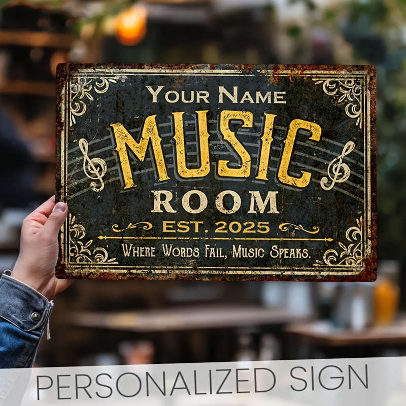 1pc Customizable Vintage Metal Music Room Sign Wall Decor for Studio or Classroom Artistic Iron