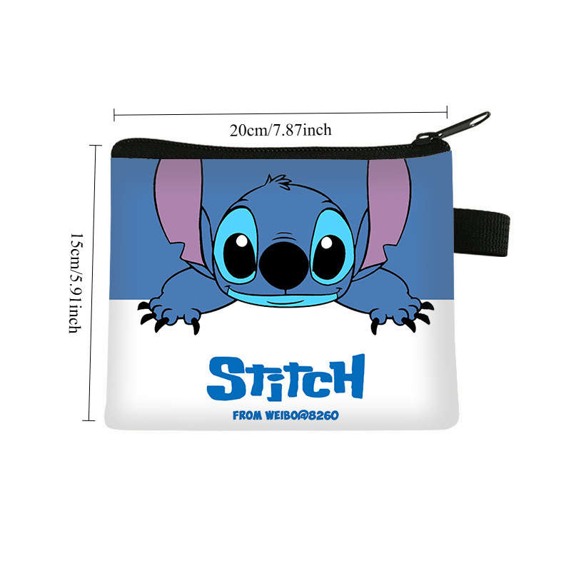 1pc Disney Stitch Zipper Wallet Cute Large Capacity Keychain Pouch with Stitch Ducklings De