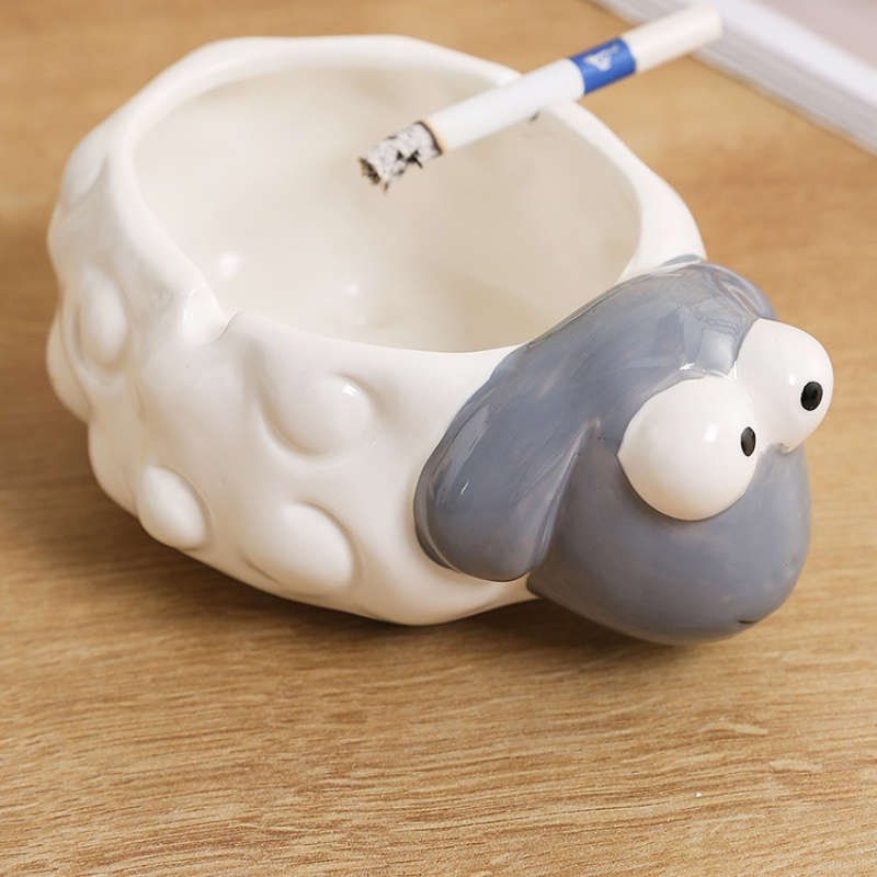1pc Ceramic Lamb Ashtray Cute Cartoon Style Ideal for Home Office Living Room Decor Perfect f