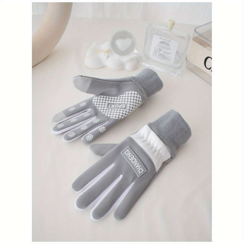 1 Pair Gray Recommended For Ages 7 To 15 Years Old Warm Gloves