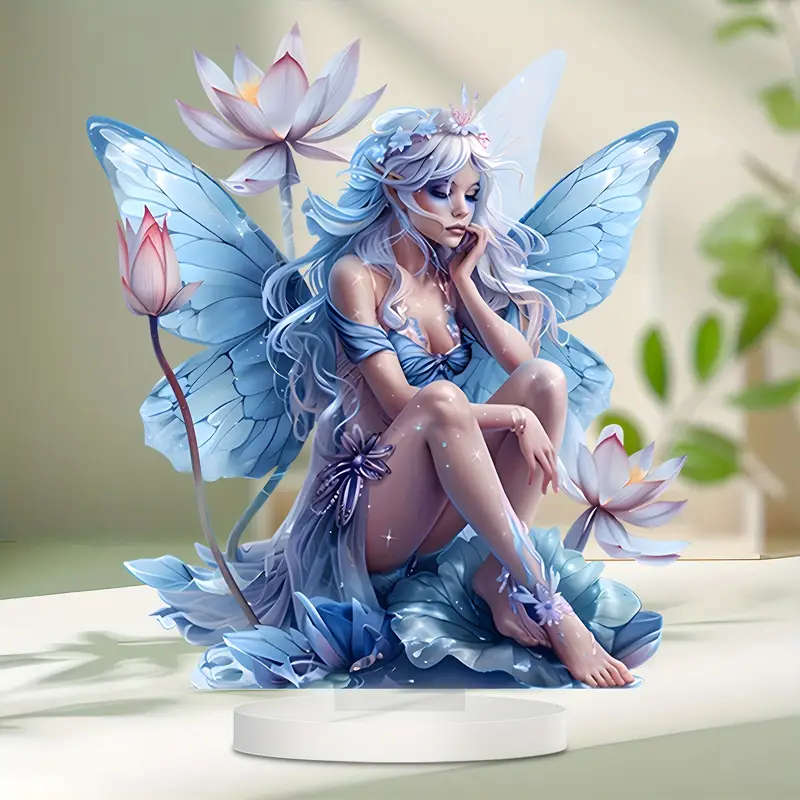 1pc 2D Flat 2D Flat One Charming Fairy and for Lotus Acrylic Desktop Sign Very Suitable for Home Ca