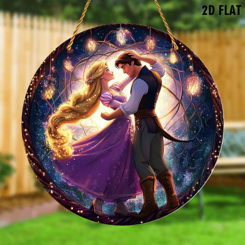 1pc 2D Flat   Disney Rapunzel Flynn Rider  Acrylic Wall Art Magical Night Sky Design with