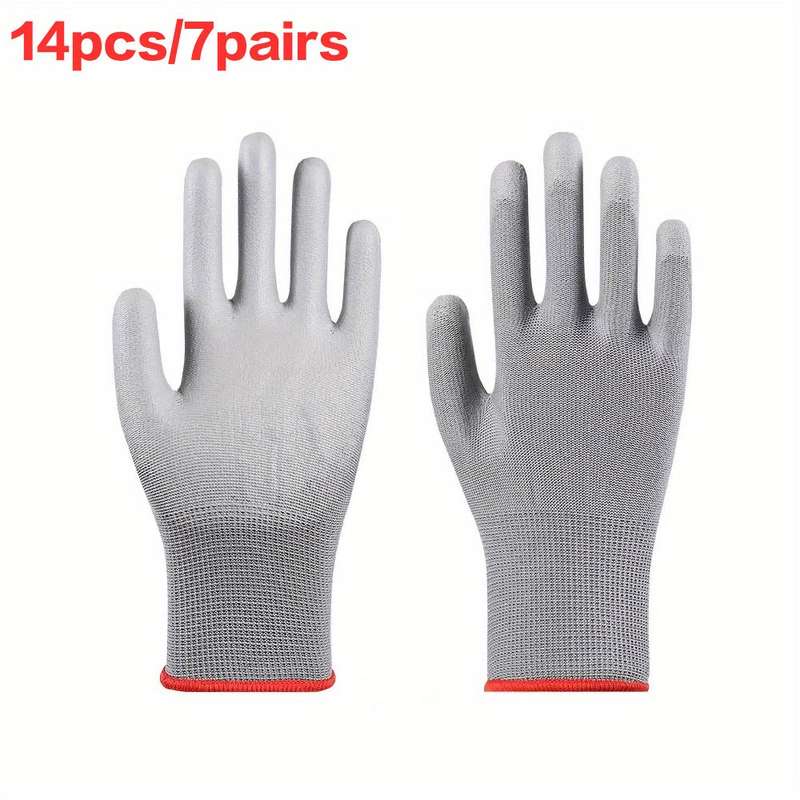 7 Pairs Gray Size M Multi Purpose Work Gloves