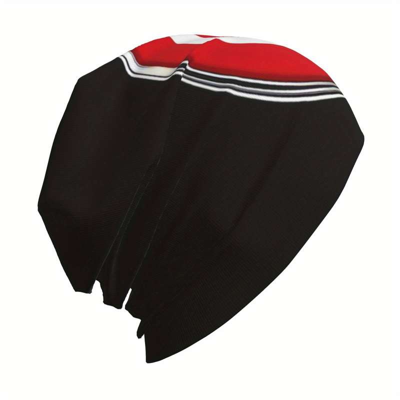 1pc Turkish Flag Print Skullies Beanies for Men and Women Stretchy Blend Street Style Knit