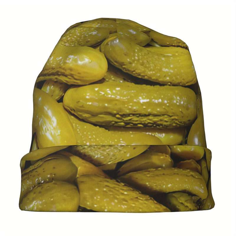 1pc BIIHUDU Brand Funky Knitted Polyester 95% Elastane 5% Baby Garlic Dill Pickle Beanies Caps Ha
