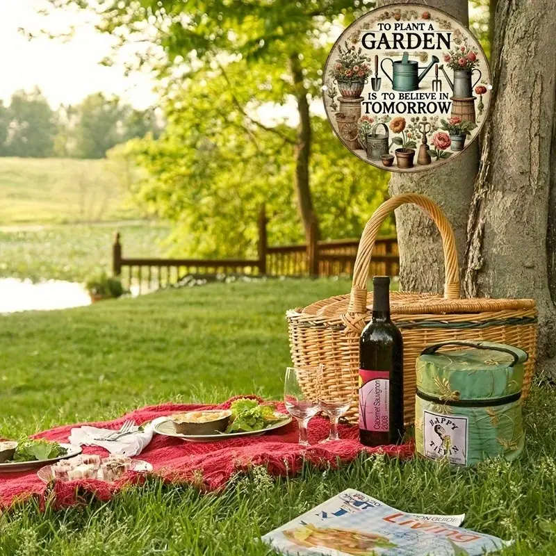 1pc Vintage Planting Garden Believing in Tomorrow Wall Sign 17.78x17.78cm Wood Fiberboard Decor for