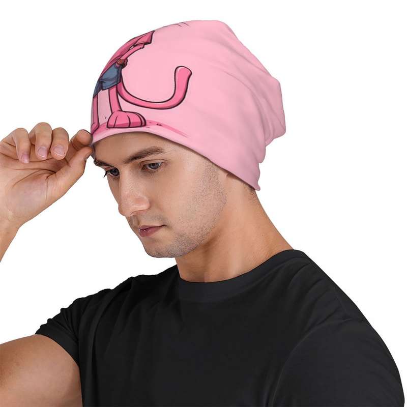 1pc BIIHUDU Fashionable Pink Beanie Cap 95% Polyester 5% Elastane Knitted Hat for Men