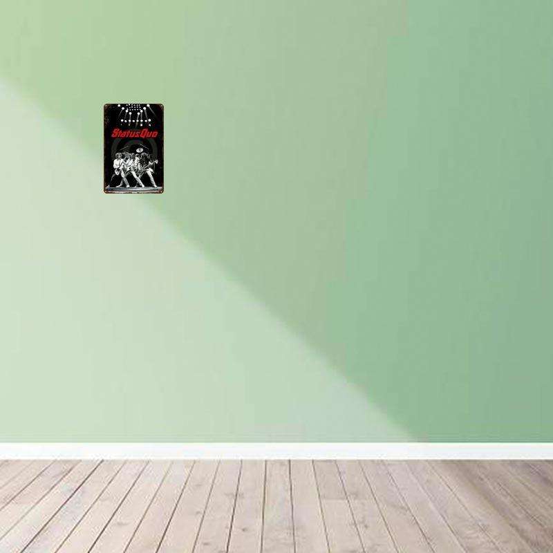 1pc Vintage Status Quo Signboard 20.32 cmX 30.48cm Perfect for Men'S Caves Bars Cafes Garage