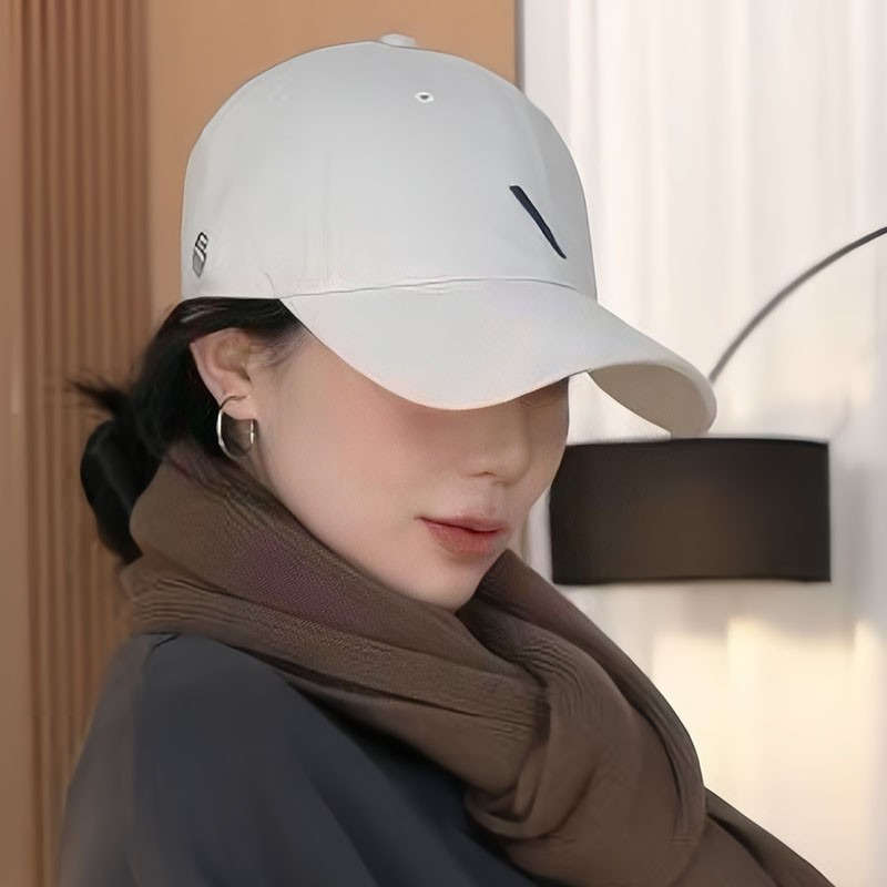 1pc Korean Style Embroidered Baseball Cap for Women Adjustable Lightweight Soft Top Dark B
