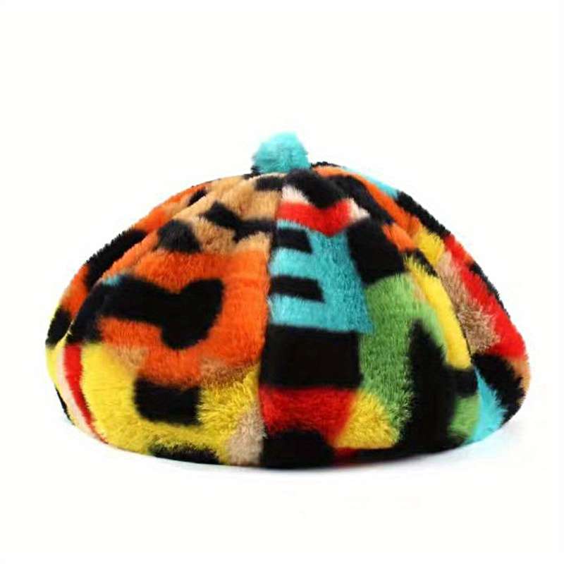 1pc Winter Korean Style Beret Hat for Women Fitted Polyester Artist Painter Cap with Toggle Cl