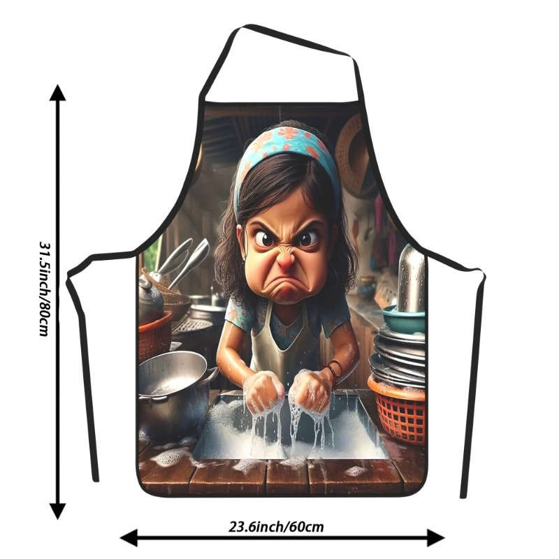 1Pc Kitchen Apron 23.5x31.5 Girl Washing Dishes Baking Soft Chef Apron