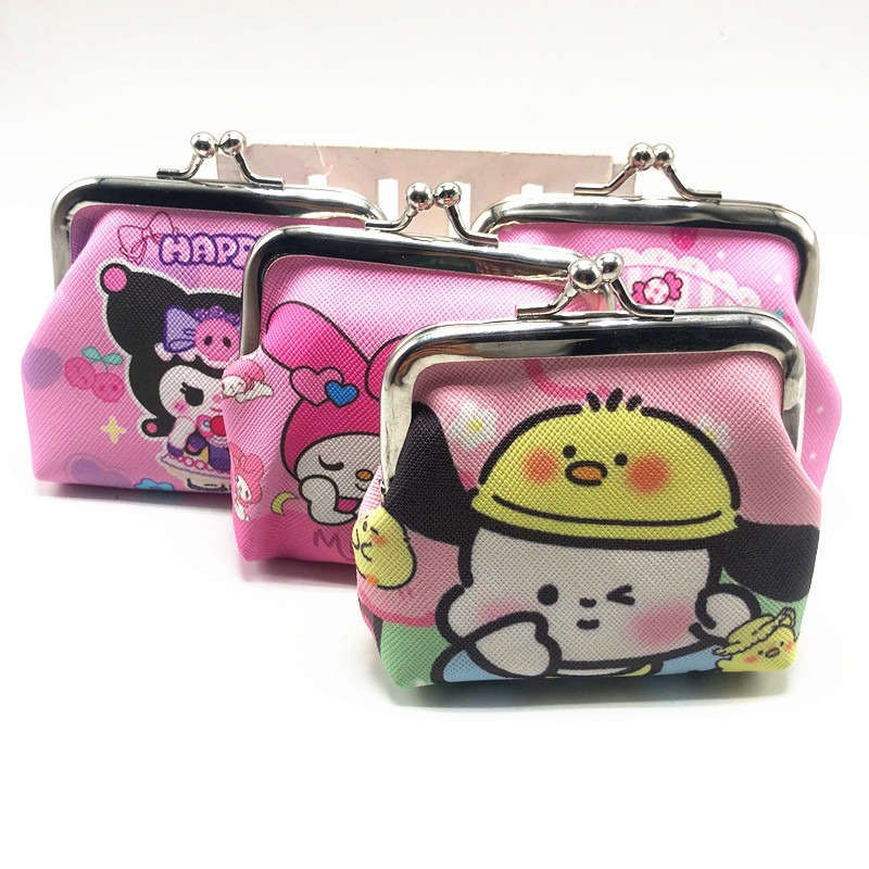 1pc For Hello Kitty Cartoon Coin Pouch Mini Clutch Kiss-Lock Purse Kawaii Storage Bag Wallet