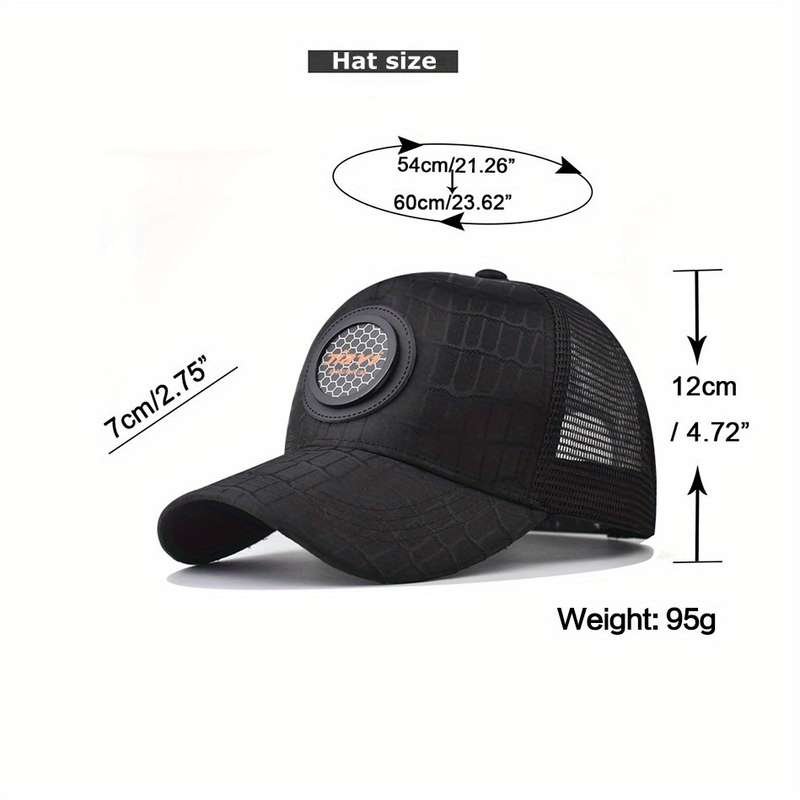 1pc A Men'S Stylish Round Logo Embroidered Baseball Cap a Fashionable And Versatile Flat-Brimmed H