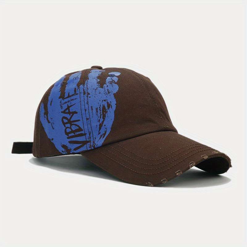 1pc Street Style Graffiti Baseball Caps Trendy Soft-Top Curved Brim 100% Polyester Hand-Washab