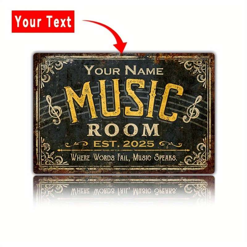 1pc Customizable Vintage Metal Music Room Sign Wall Decor for Studio or Classroom Artistic Iron