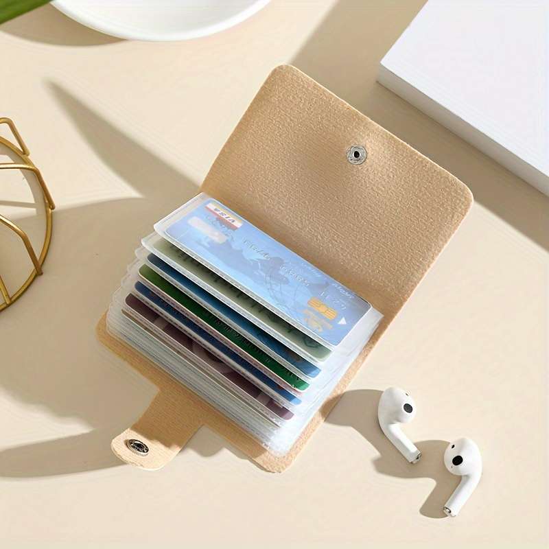 1pc Elegant Floral Pattern Synthetic Faux Leather Card Holder with 20 Slots Ideal for Credit Card