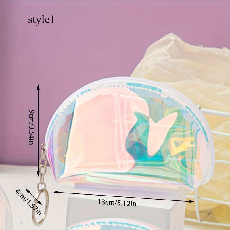 1pc Adorable Synthetic Sequin Coin Purse Portable Colorful Laser Design Cute Mini Wallet