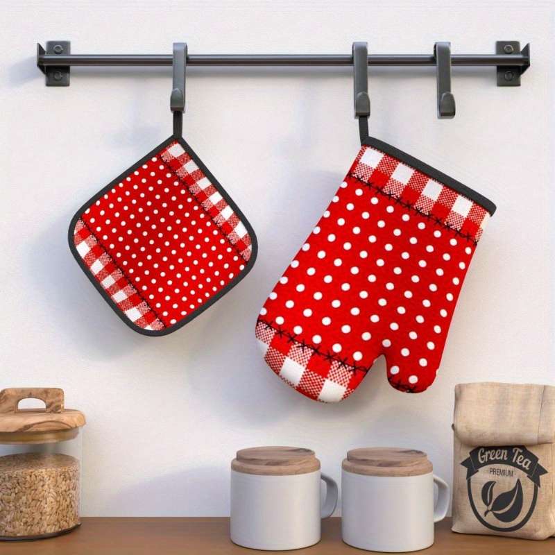 2pcs 26.92x17.02 cm Heat Resistant Oven Mitts And Potholders