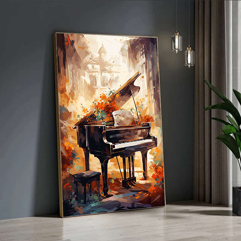 1pc  23.62x35.43in 60cmx90cm Frameless Modern Abstract Colorful Piano Print Art Wall Art Canvas