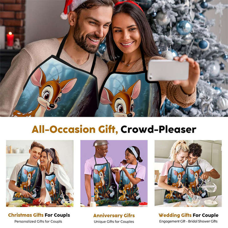 1pc Bambi Authorized Pattern Printing Polyester ApronSleeveless Durable Kitchen Cleaning