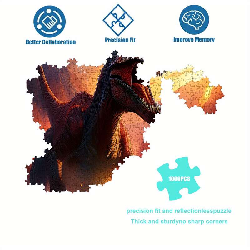 1000pcs Dinosaur Adventure Jigsaw Puzzle for Adults Intense Battle Volcanic Journ