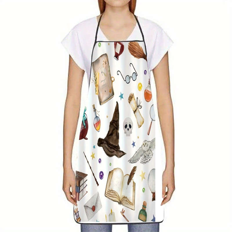 1pc Magic Themed Items and Symbols Printed Sleeveless Polyester Apron 110g m? Woven 100% Pol