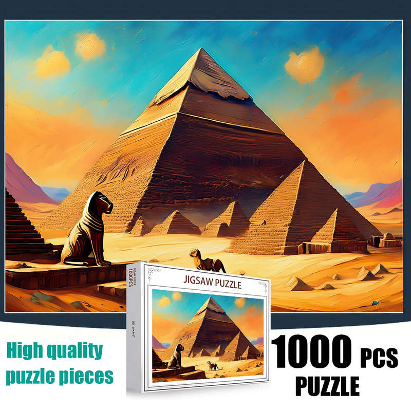 1000pcs Jigsaw Puzzle for Adults: Mysterious Egyptian Pyramids Sphinx Oil Painting