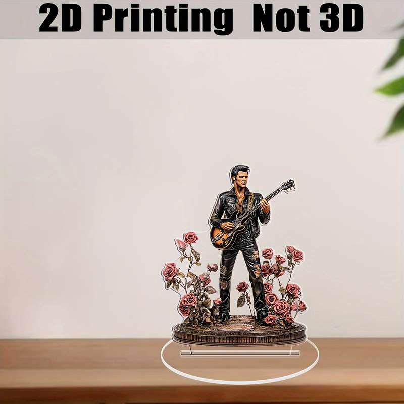 1pc 2D Flat   Classic Guitarist Fantasy  Acrylic Figurine Manufactured Wood Tabletop Display