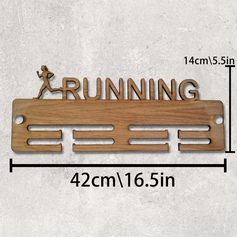 Personalized Medal Display HangerCustomizable Artificial Wood Wall Storage with Multiple Hooks fo