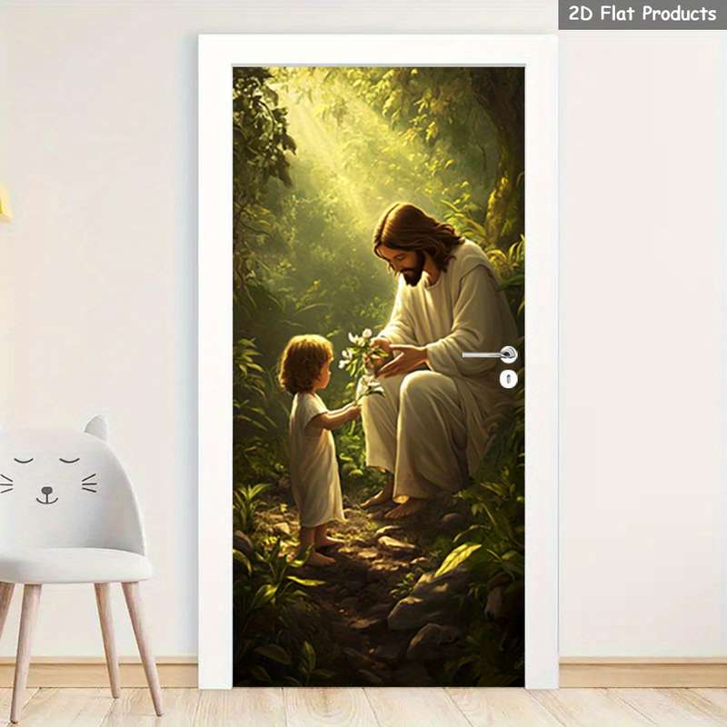 1pc 95.0x209.8cm Jesus Christian Themed Stickers