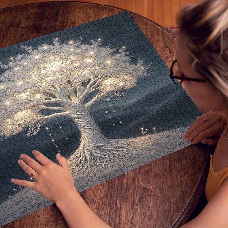 1000pcs White Tree of Life Paper Puzzle Large Waterproof Scratch-Resistant Jigsa